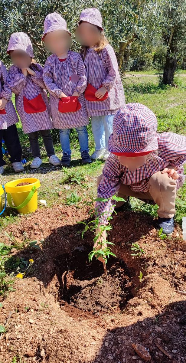 Grupo de crianças na plantação